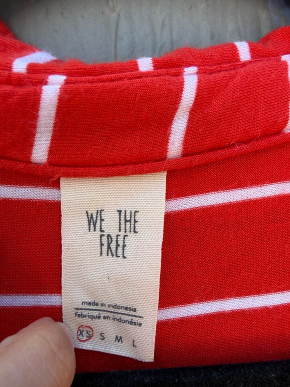 Free People We The Free Cant Fool Me Red Striped V-Neck Oversized Top - Picture 2 of 12